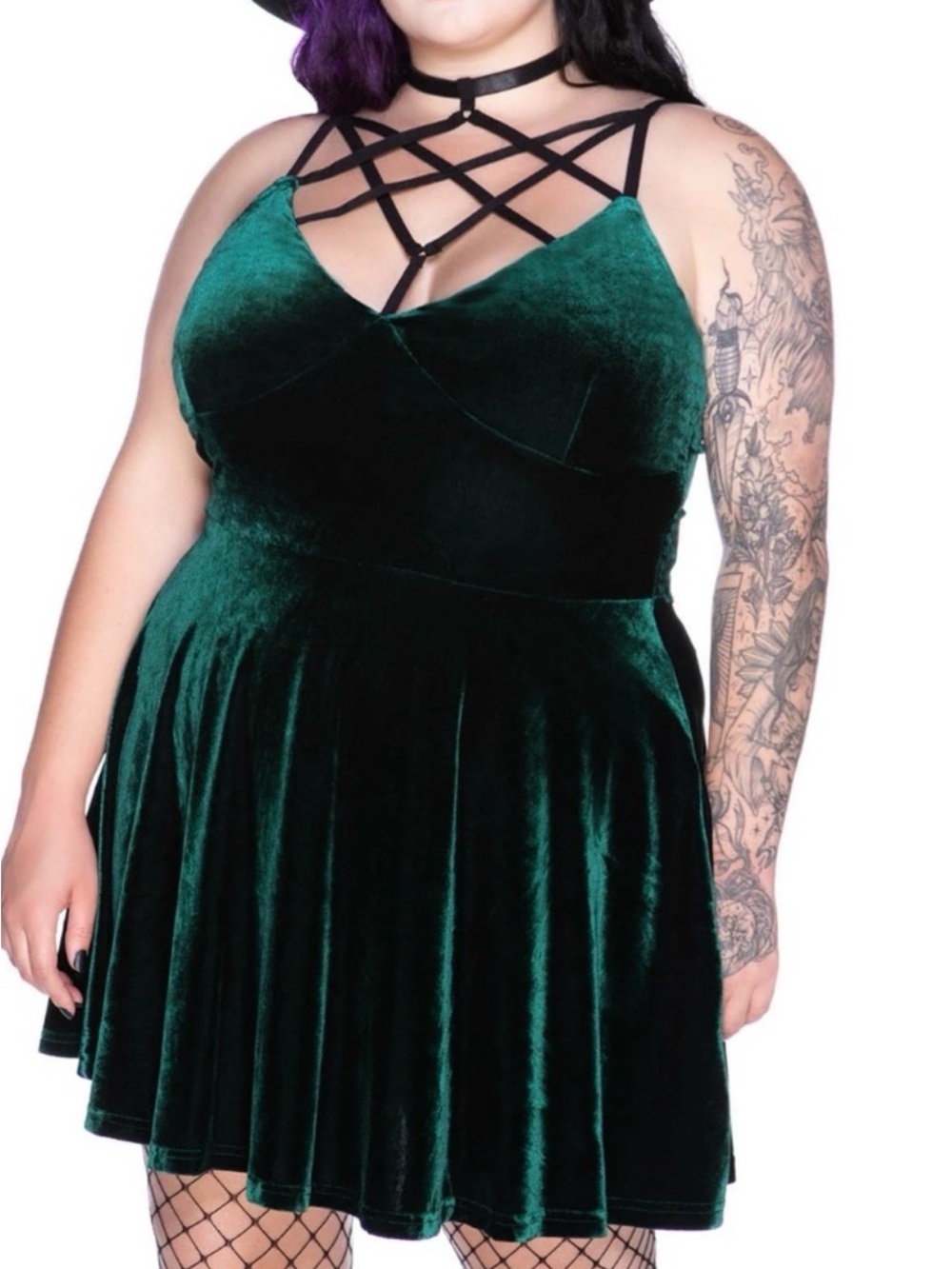 Killstar Velvet Strappy mini Dress - Picture 4 of 7